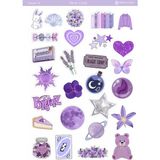 1 Sayfa Mor Renk Temalı 12*17 cm Sticker /scrapbook, Bullet Journal, Planlayıcı, Defter Için - prple0010