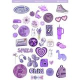 1 Sayfa Mor Renk Temalı 12*17 cm Sticker /scrapbook, Bullet Journal, Planlayıcı, Defter Için - prple0011