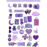 1 Sayfa Mor Renk Temalı 12*17 cm Sticker /scrapbook, Bullet Journal, Planlayıcı, Defter Için - prple0012