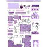 1 Sayfa Mor Renk Temalı 12*17 cm Sticker /scrapbook, Bullet Journal, Planlayıcı, Defter Için - prple0016