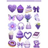 1 Sayfa Mor Renk Temalı 12*17 cm Sticker /scrapbook, Bullet Journal, Planlayıcı, Defter Için - prple0020