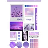1 Sayfa Mor Renk Temalı 12*17 cm Sticker /scrapbook, Bullet Journal, Planlayıcı, Defter Için - prple0025