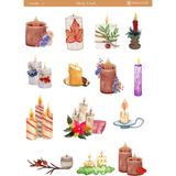 1 Sayfa Mum Temalı 12*17 cm Sticker /scrapbook, Bullet Journal, Planlayıcı, Defter - CNDLE006