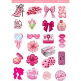 1 Sayfa Pembe Temalı 12*17 cm Sticker /scrapbook, Bullet Journal, Planlayıcı, Defter - pnk0022