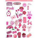 1 Sayfa Pembe Temalı 12*17 cm Sticker /scrapbook, Bullet Journal, Planlayıcı, Defter - pnk0023