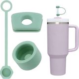 1 Set (3 Parça) Silikon Sızdırmaz Kapak Seti – Stanley Quencher 30/40 Oz ile Uyumlu – Dökülmeye Dayanıklı Tıpa ve Pipet Ucu – Okaliptüs Renk