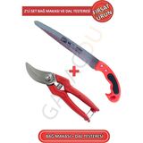 1. Sınıf Çelik Kaliteli Bağ Budama Makası ve Profesyonel 30 cm Dal Budama Testeresi 2'li Set - Altın