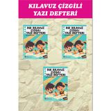 1.sınıf Dik Temel Harflerle Kılavuz Çizgili Yazı Defteri Orta Boy - 3 Adet