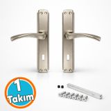 (1 Takım) Aynalı İç Oda Kapı Kolu Sağa Sola Uygun Nikel Saten Renk Kapı Kolu Vida Dahil