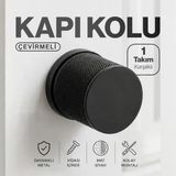 (1 Takım-Çift) Rock-O Mat Siyah Karşılıklı Oda Kapı Kolu Dayanıklı Metal Çevirmeli Kapı Kolu
