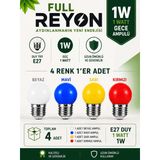 1 Watt 4 Adet 4 Renk E27 Duy Renkli Gece Ampulü, Loş Işık Sevenler İçin Ağaç Feneri Ampulü - 4 Renk