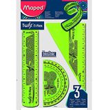 1 x Yeşil Maped çevirmeli 'n Flex geometri seti, açı ölçer, mezura, Quatra seti.