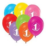 1 Yaş Baskılı Karışık Renk Balon 10 Adet