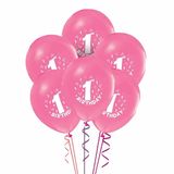 1 yaş baskılı pembe balon 10 adet
