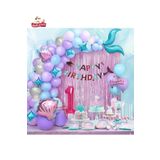 1 Yaş Deniz Kızı Banner Balon Mavi Mor Balonlar Folyo Saçak Perde Seti Doğum Günü Parti Süsü, 787874441112204