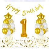 1 Yaş Doğum Günü Balon Seti Altın Happy Birthday Parti Malzemesi