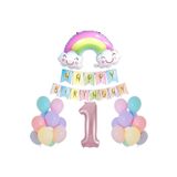 1 Yaş Gülen Gökkuşağı Pembe Rakam Folyo Balon Set