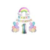 1 Yaş Gülen Gökkuşağı Rakam Folyo Balon Set