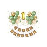 1 Yaş Kraft Gold Varaklı Iyi Ki Doğdun Banner Krom Gold Küf Yeşili Deniz Kumu Balon Set, 289745645213123546