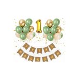 1 Yaş Kraft Gold Varaklı Iyi Ki Doğdun Banner Krom Gold Küf Yeşili Deniz Kumu Balon Set, 389745645213123546