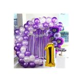1 YAŞ LÜX MOR LİLA BALON ZİNCİR SET DOĞUM GÜNÜ PARTİ SETİ SÜSÜ