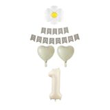 1 Yaş Papatyalı Rakam Kalp Folyo Balon Doğum Günü Seti