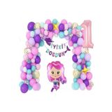 1 Yaş Pembe Deniz Kızı Lüks Balon Zincir Doğum Günü Parti Seti Süsü