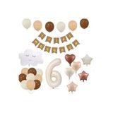 1 Yaş Retro Doğum Günü Seti; Krem Rakam Folyo, Banner, Kalp Folyo Ve Lateks Balon, 6