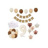 1 Yaş Retro Doğum Günü Seti; Krem Rakam Folyo, Banner, Kalp Folyo Ve Lateks Balon, 9