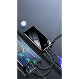 10.000 Mah Çoklu Kablolu Dijital Gösterge Powerbank Şarj Aleti 1x USB Çıkışlı Powebank - Siyah