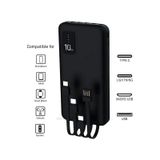 10.000 Mah Plus Dijital Göstergeli Dahili Çoklu Kablolu Powerbank,siyah,taşınabilir Şarj Cihazı Lcd Siyah