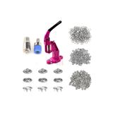 10.5mm 200 Set Paslanmaz Metal Çıtçıt ve El Presi Takma Çakım Komple Seti Fuşya Presli Set