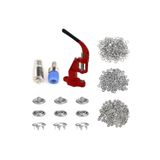 10.5mm 200 Set Paslanmaz Metal Çıtçıt ve El Presi Takma Çakım Komple Seti Kırmızı Presli Set