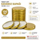 10 Adet 100 mm Kavanoz Kapağı Sızdırmaz Gold Kavanoz Kapağı