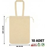 10 Adet - %100 Pamuk Büzgülü Ham Bez Çanta (35X40X10 Cm) Avantaj Paket