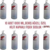 10 Adet 1000 Ml, Geniş Ağızlı, Özel Kilit Kapaklı Fişek Sosluk. ( Şeffaf Renk ) Ketçap Şişesi, Mayonez Şişesi, Hardal Şişesi, Yağlık, Sirkelik, Limonluk. - 1 lt