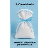 10 Adet 10×15CM Mavi Nakışlı Ham Bez Kese Çok Amaçlı Bez Poşet