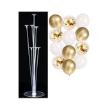10 Adet 12 İnç Balon ve Balon Standı (Gold Beyaz)