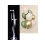 10 Adet 12 İnç Balon ve Balon Standı (Krom Gold Küf)