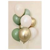 10 Adet 12 Inç Krom Gold Küf Yeşili Ve Beyaz Karışık Balon