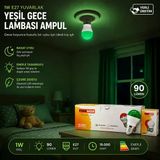 10 Adet 1W E27 Yeşil Yuvarlak Gece Lambası Led Ampul Eamp-075 (5433)