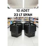 10 Adet / 22 Litre Plastik Market Alışveriş Sepeti Profesyonel Market Mağaza El Sepeti Siyah
