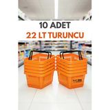 10 Adet / 22 Litre Plastik Market Alışveriş Sepeti Profesyonel Market Mağaza El Sepeti Turuncu