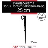 10 Adet 25 cm Damla Sulama Boru Hortum Sabitleme Kazığı - Uzun Bahçe Sabitleyici Kazık