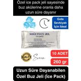 10 Adet 260 gr Soğutucu Jel Poşet Buz Aküsü Yolculuk Seyahat Yiyecek İçin Uygun Uzun Süre Dayanım