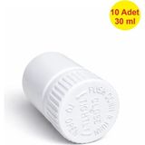 10 Adet 30 ml Bastır Çevir Kapak Numune-Ilaç-Tarım-Ecza-Tablet-Hap-Kapsül Plastik Ilaç Kutu Şişesi