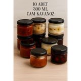 10 Adet 300 ml Metal Konserve Kapaklı Magnolya ve Gıda Saklama 300 cc Şeffaf Cam Kavanoz - Siyah