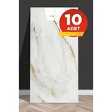 10 Adet 30X60 cm Beyaz Bej Gold Mermer Desenl Kendinden Yapışkanlı Mutfak Banyo Kaplama Pvc PANEL-M107 - 30 x 60 cm