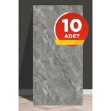 10 Adet, 30X60 cm Lüx Gri Mermer Desenli Kendinden Yapışkanlı Seramik Köpük Banyo Pvc Duvar PANELI-M090 - 30 x 60 cm