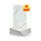 10 Adet 30x60 Cm Parlak Yapışkanlı Duvar,banyo,tezgah Arası Kaplama Duvar Paneli Kağıdı Cf-1035 Beyaz